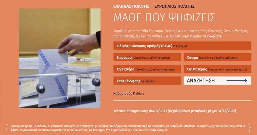 «Μάθε που ψηφίζεις» | Πως θα βρείτε που ψηφίζεται