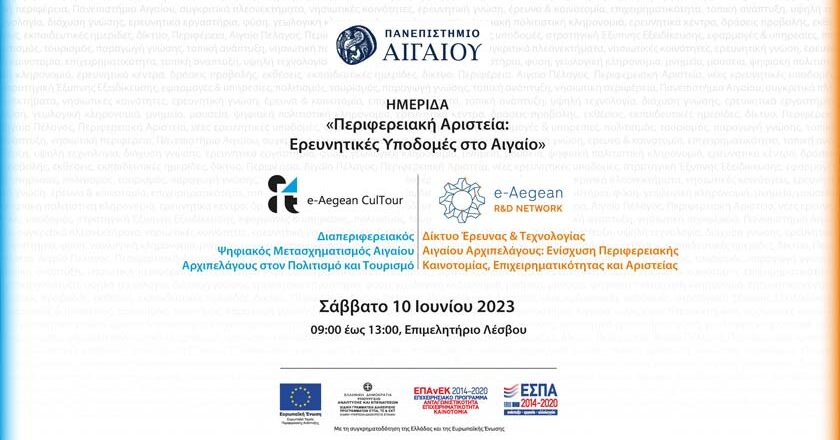 Ημερίδα «Περιφερειακή Αριστεία: Ερευνητικές Υποδομές στο Αιγαίο» | Το Σάββατο (10/06) στο Επιμελητήριο Λέσβου