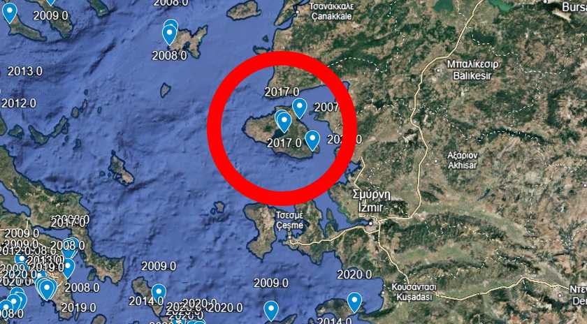 Ο χάρτης εμφάνισης του Λαγοκέφαλου στη Λέσβο
